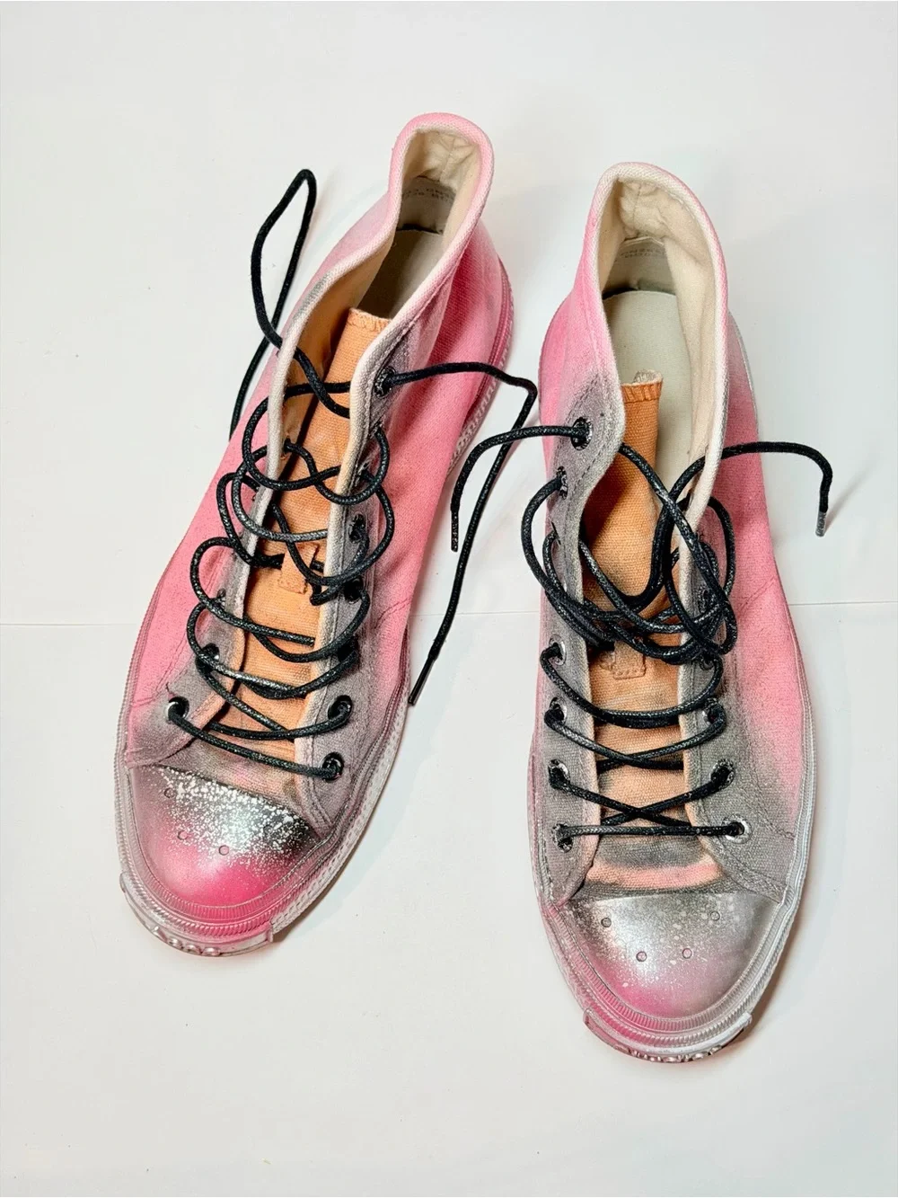 Acne Pink Gradient High-Top Canvas Sneakers